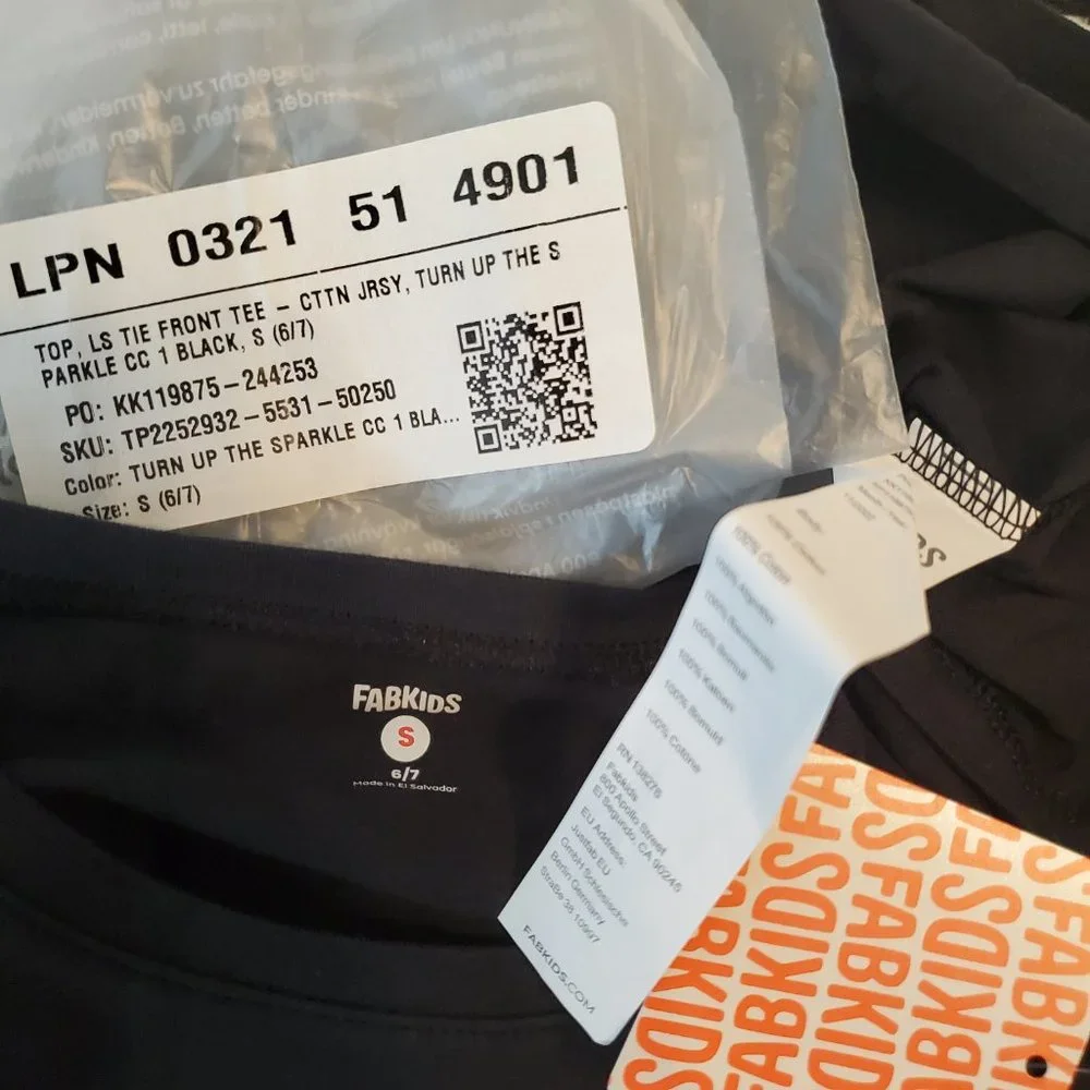 FabKIDS Girls Black Crewneck Longsleeve Crewneck Graphic Tee - Picture 5 of 6